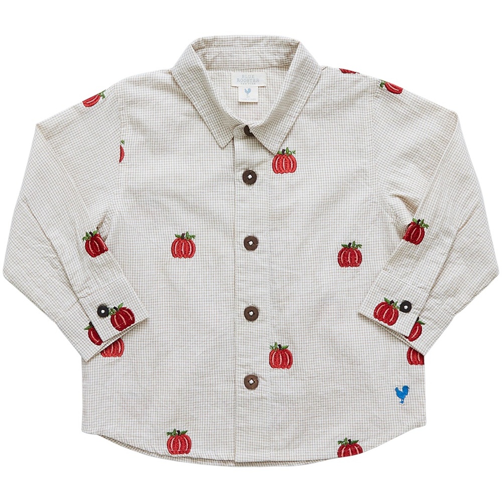 Pink Chicken Blue Rooster Pumpkin Embroidery Jack Shirt Size 2 NWT